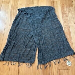 NEW Marquet Cotton Hand Dyed Woven Charcoal Gray Free Weave Scarf